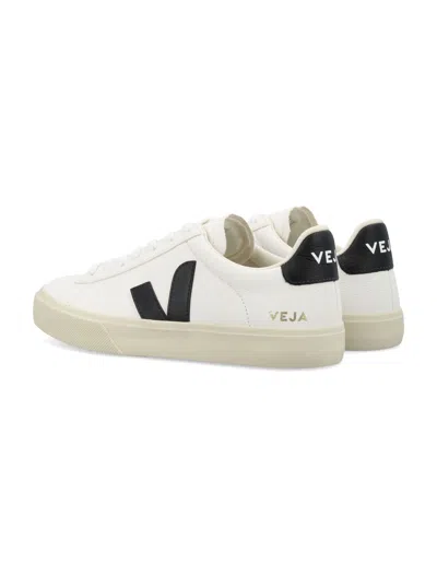 Veja Campo White And Black Low Top Sneakers In Vegan Leather Unisex In White