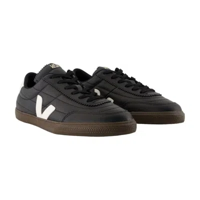 Veja Panenka Black Sneaker With Logo On The Side And Contrasting Heel In Leather Unisex In Black