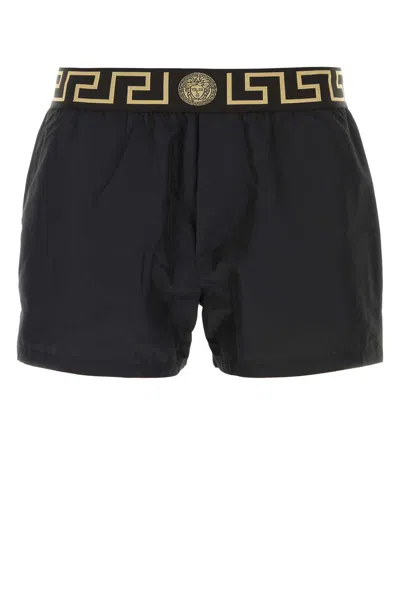 Versace Black Polyester Swimming Shorts In Black