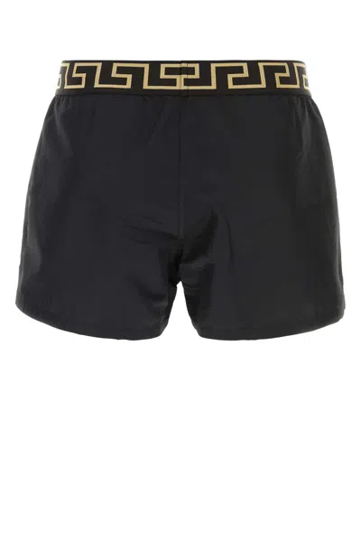 Versace Black Polyester Swimming Shorts In Black
