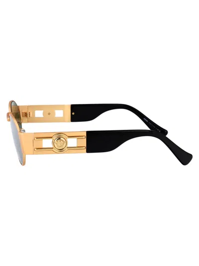 Versace Gold Steel Sunglasses In Green