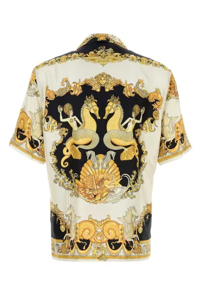 Versace Coral Theatre Print Bowling Shirt In Multi