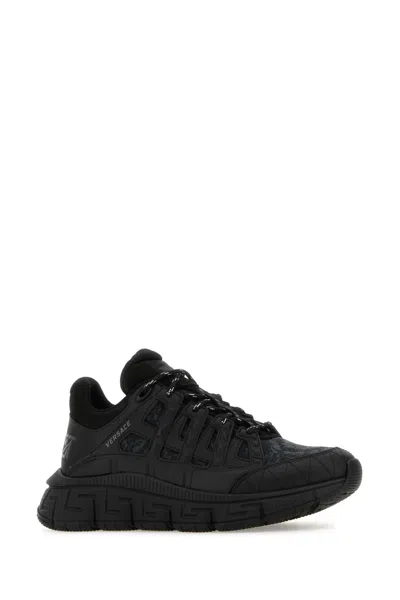 Versace Black Trigreca Baroque Sneakers In Black