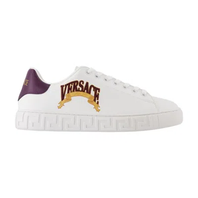 Versace Acanthus Varsity Greca Sneakers In White