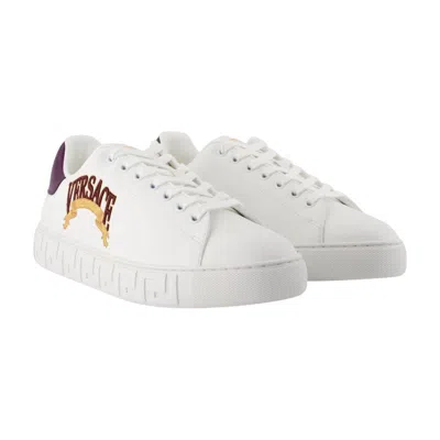 Versace Acanthus Varsity Greca Sneakers In White