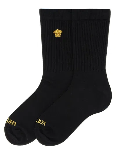 Versace Socks With Logo In Black
