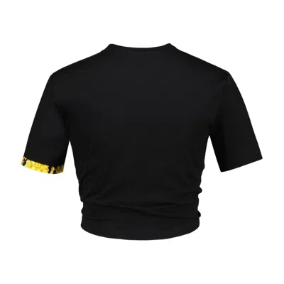 Versace Safety Pin Crop T-shirt With Drawstring Waist In Black