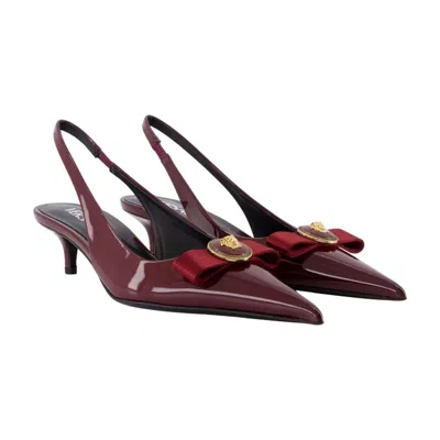 Versace 45mm Gianni Bow-embellished Slingback Pumps In Burgundy