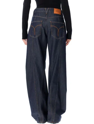 Versace Wide-leg High-waist Denim Jeans In Blue