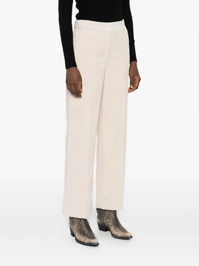 Via Masini 80 Beige Velvet Trousers In Neutral