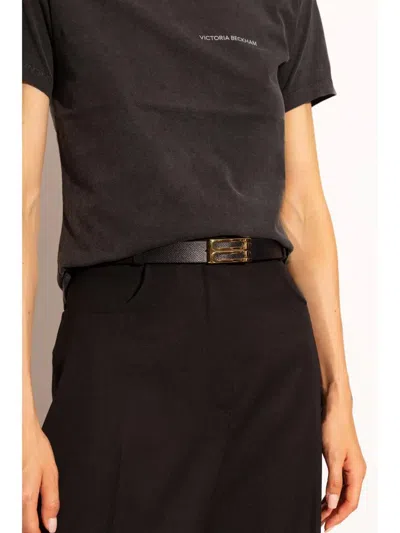 Victoria Beckham Frame Belt Black Grained Calfskin Belt In Black