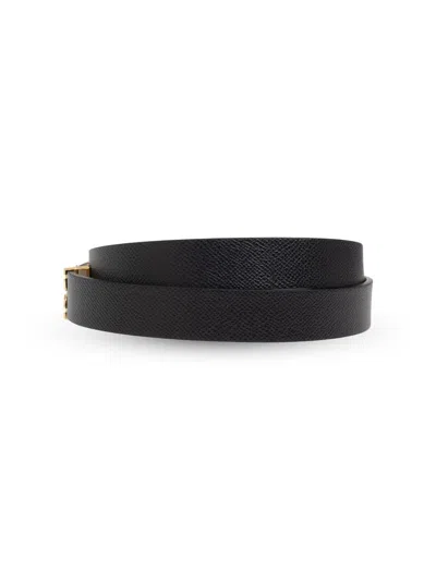 Victoria Beckham Frame Belt Black Grained Calfskin Belt In Black