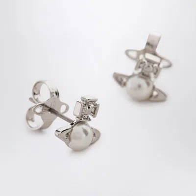 Vivienne Westwood Silver Balbina Earrings With Pearl In Metallic