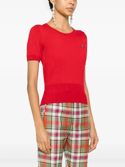 Vivienne Westwood Bea Knitted Short-sleeved Top Clothing In Red