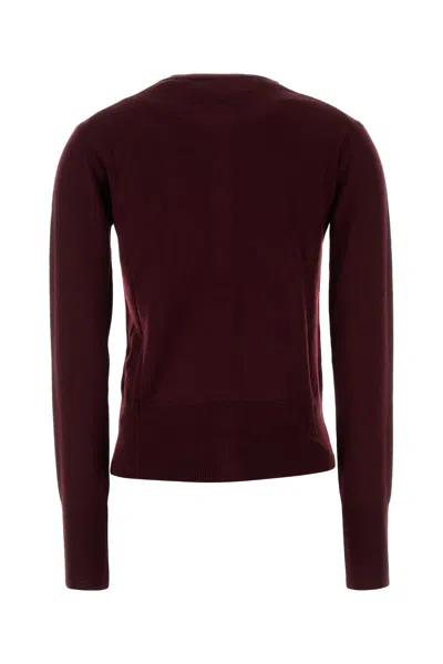 Vivienne Westwood Wool Cardigan With Long Sleeves And Crew Neck In Burgundy