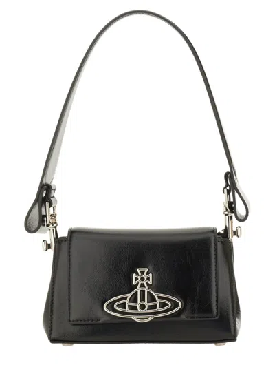 Vivienne Westwood Black Leather Handbag In Black