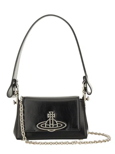 Vivienne Westwood Black Leather Handbag In Black