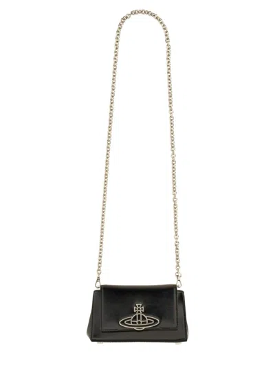 Vivienne Westwood Black Leather Handbag In Black