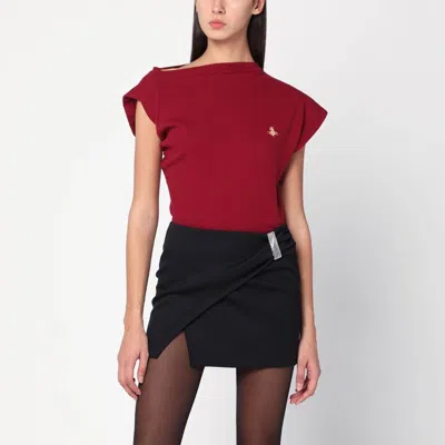 Vivienne Westwood Asymmetrical T Shirt Featuring Orb Logo In Red