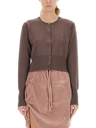Vivienne Westwood Knitwear With Crew Neck And Ribbed Hem In Brown