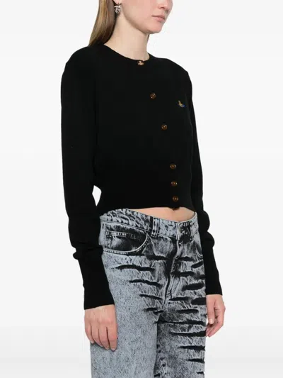 Vivienne Westwood Cropped-length Knitted Cardigan In Black