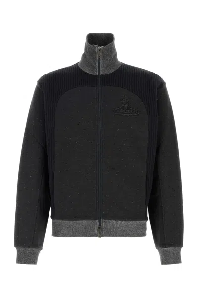 Vivienne Westwood Cotton Blend Cardigan High Collar In Black