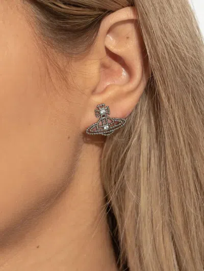Vivienne Westwood Crystal-adorned Orb Earrings In Metallic