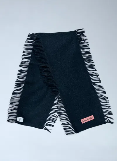 Acne Studios Men Fringe Wool Scarf In Brown