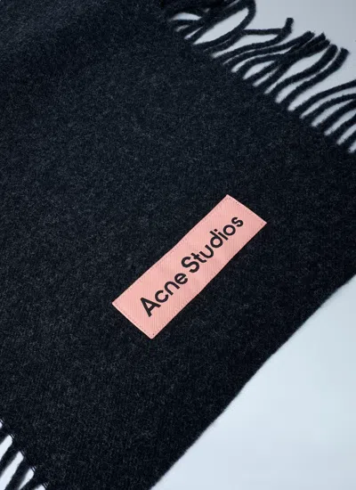 Acne Studios Men Fringe Wool Scarf In Brown