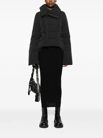 Rick Owens Contemporary Padded Jackets High Collar In Black