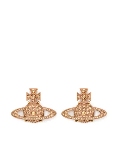 Vivienne Westwood Orb Crystal Earrings In Brown