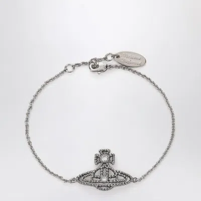 Vivienne Westwood Platinum Orb Logo Bracelet In Brown
