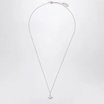 Vivienne Westwood Platinum Orb Pendant Necklace With Crystal In Metallic