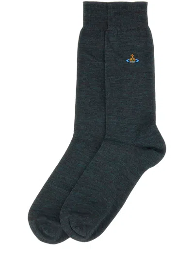 Vivienne Westwood Uni Logo-embroidered Socks In Blue