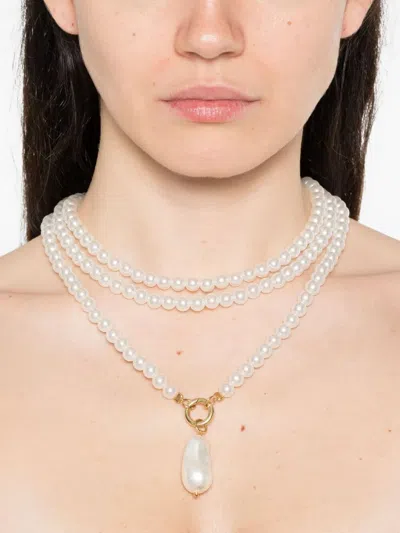 Vivyinrosa Zendaya Crossbody Little Pearl Necklace In White