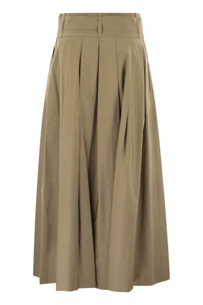 Weekend Max Mara Agiate - Pleated Cotton Skirt In Green