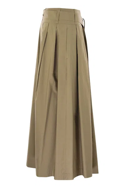 Weekend Max Mara Agiate - Pleated Cotton Skirt In Green