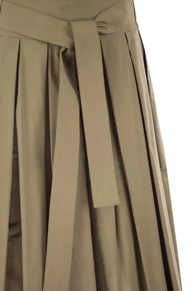 Weekend Max Mara Agiate - Pleated Cotton Skirt In Green
