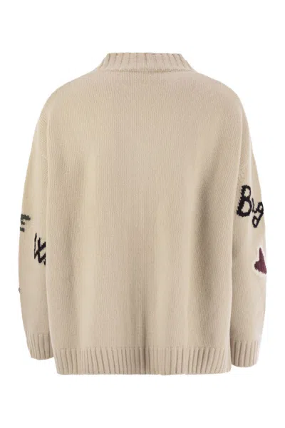 Weekend Max Mara Belgio Over Cardigan In Wool Yarn In Neutral