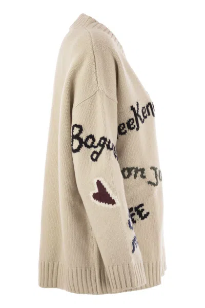 Weekend Max Mara Belgio Over Cardigan In Wool Yarn In Neutral