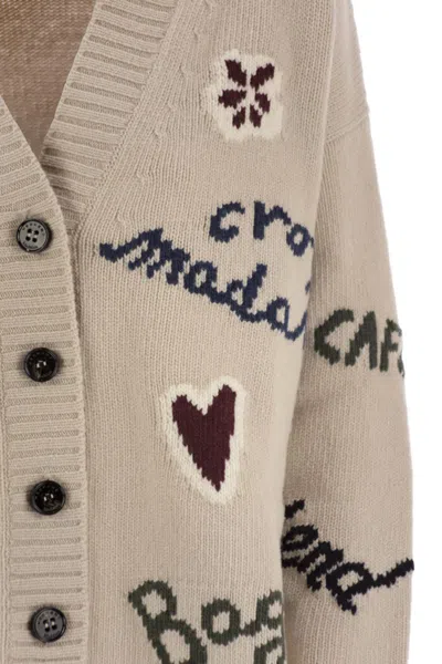 Weekend Max Mara Belgio Over Cardigan In Wool Yarn In Neutral