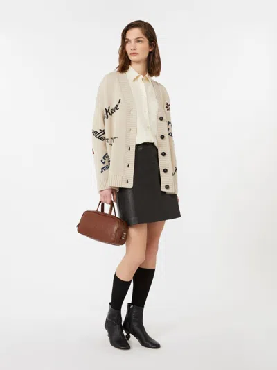 Weekend Max Mara Belgio Over Cardigan In Wool Yarn In Neutral