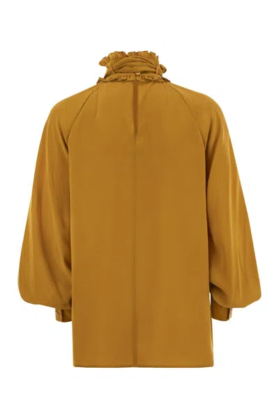 Weekend Max Mara Guido - Silk Shirt With Bow Tie In Gold