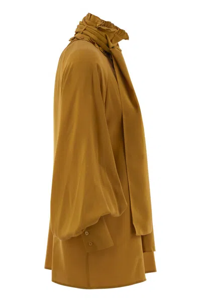 Weekend Max Mara Guido - Silk Shirt With Bow Tie In Gold