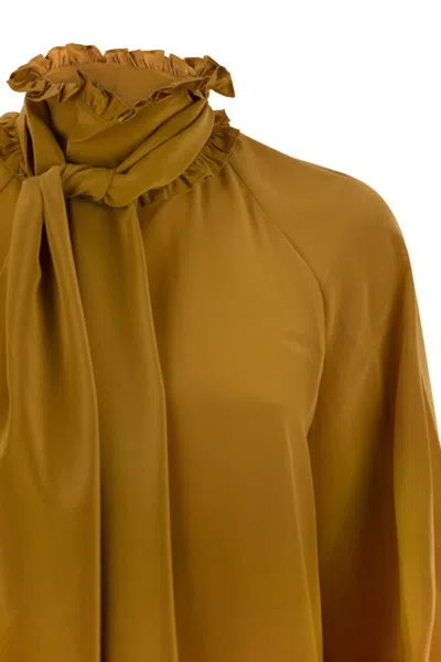Weekend Max Mara Guido - Silk Shirt With Bow Tie In Gold