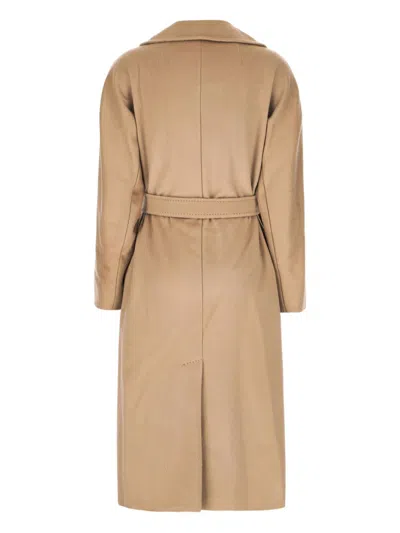 Weekend Max Mara Max Mara Weekend Brown Pure Wool Coat With Belt In Brown