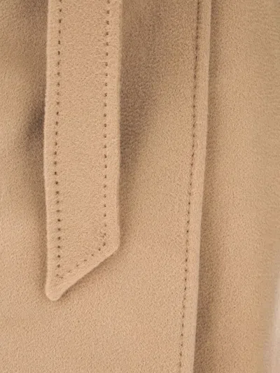 Weekend Max Mara Max Mara Weekend Brown Pure Wool Coat With Belt In Brown