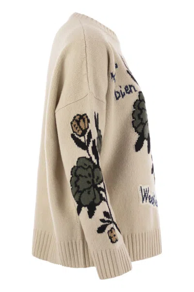 Weekend Max Mara Maglia Pavidi Over In Filato Di Lana Ecru