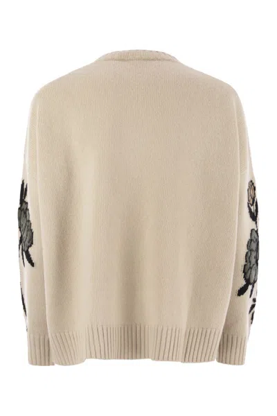 Weekend Max Mara Maglia Pavidi Over In Filato Di Lana Ecru