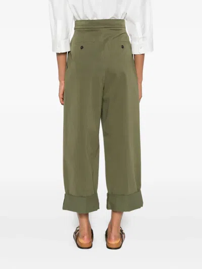 Weekend Max Mara Bronzo Pleated Cuff Pants In Green